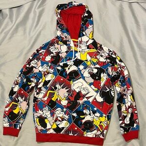Colorful Graphic Popeye Women's Hoodie size Medium. Unisex.